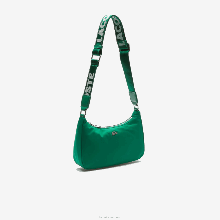 hombres Lacoste estival blanco j28 bolso de hombro de nailon con correa de piel de cocodrilo de metal N6XZ22019