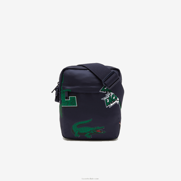 hombres Lacoste marino 166 cocodrilo por toda la prenda l25 bolsa cámara vertical con estampado de cómic N6XZ22092