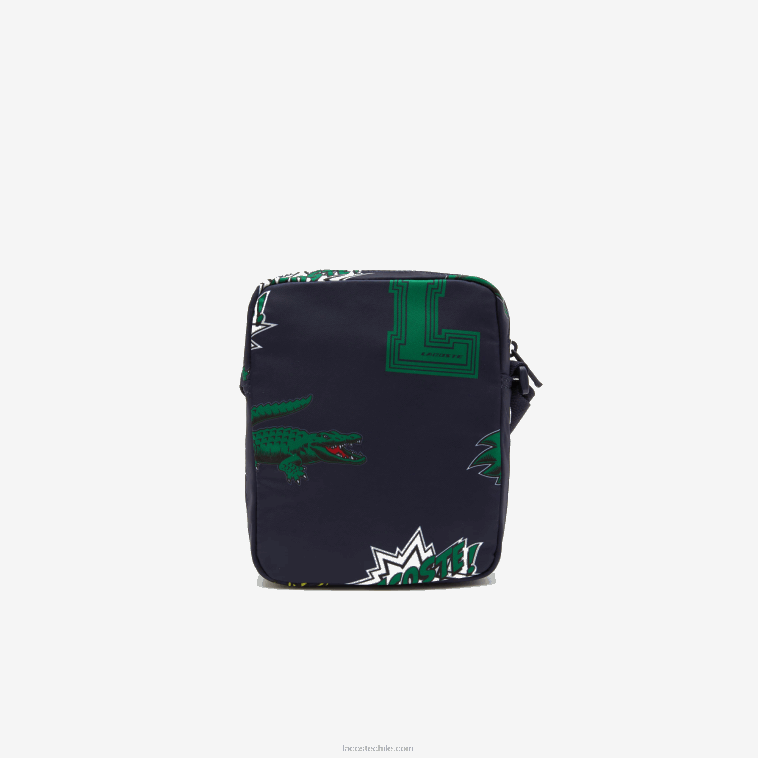 hombres Lacoste marino 166 cocodrilo por toda la prenda l25 bolsa cámara vertical con estampado de cómic N6XZ22092