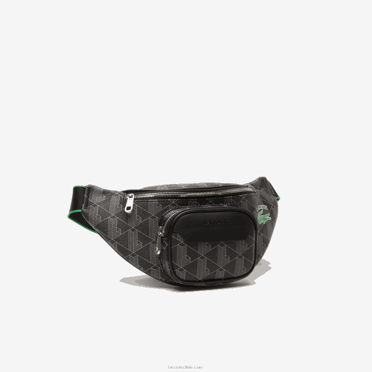 hombres Lacoste mono noir gris estragon l83 riñonera con monograma estampado N6XZ21949