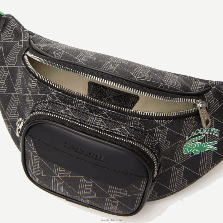 hombres Lacoste mono noir gris estragon l83 riñonera con monograma estampado N6XZ21949
