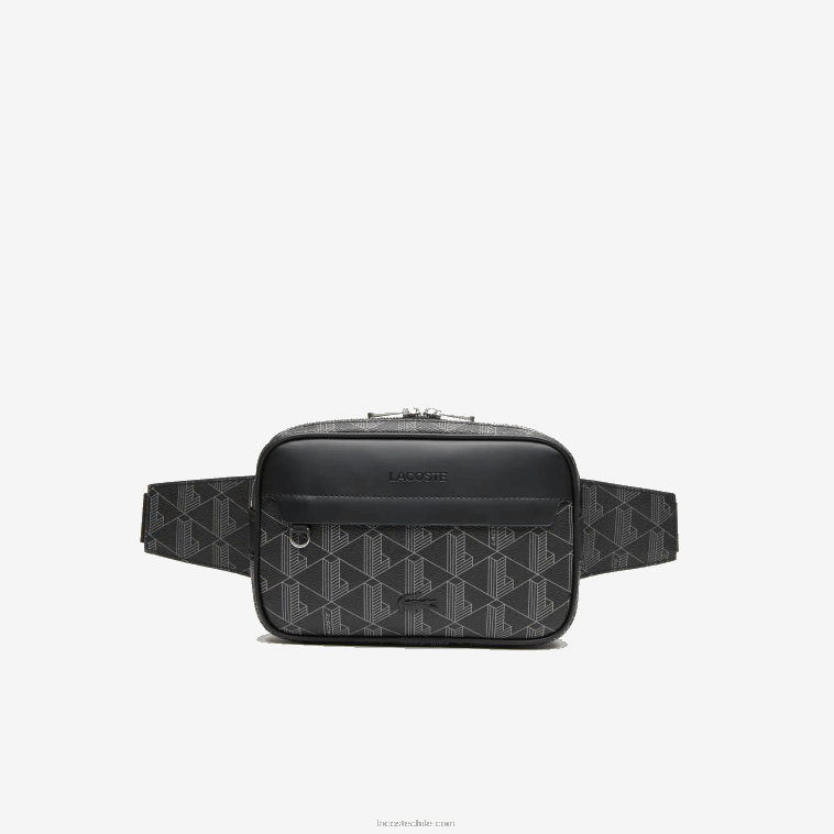 hombres Lacoste monograma noir gris h45 bolsa con monograma estampado N6XZ22080