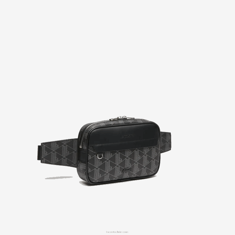 hombres Lacoste monograma noir gris h45 bolsa con monograma estampado N6XZ22080