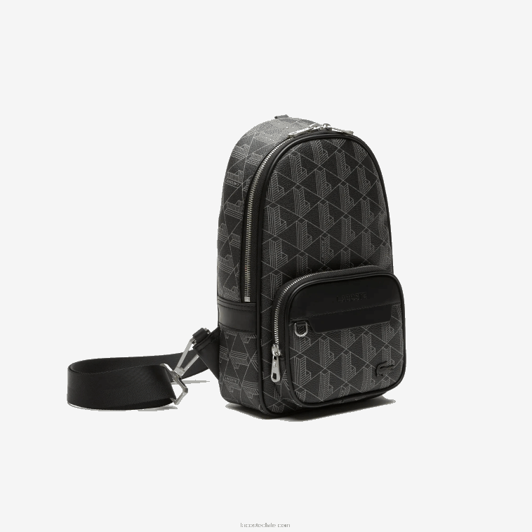 hombres Lacoste monograma noir gris h45 bolsa crossbody con estampado de monograma N6XZ21975