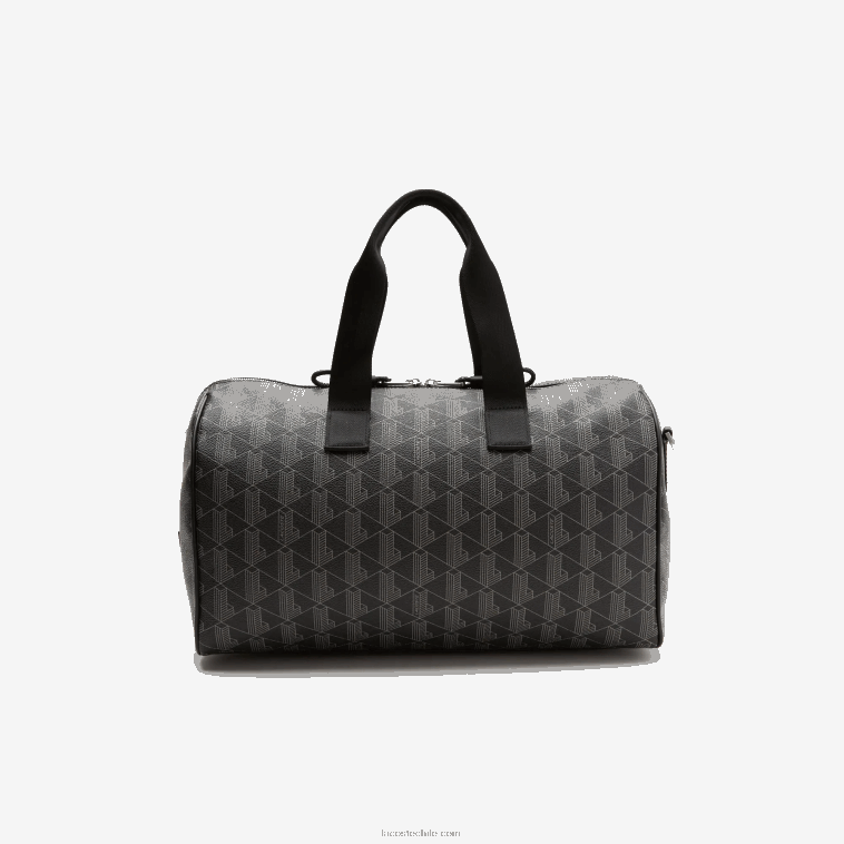 hombres Lacoste monograma noir gris h45 bolsa de fin de semana con estampado de monograma N6XZ21940