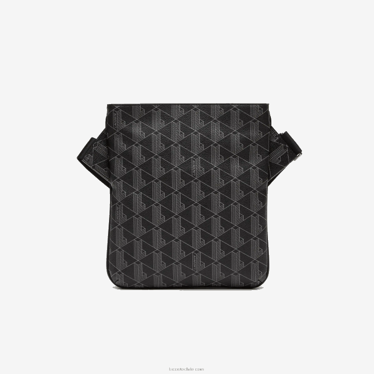 hombres Lacoste monograma noir gris h45 bolsa de hombro con estampado de monograma N6XZ21941