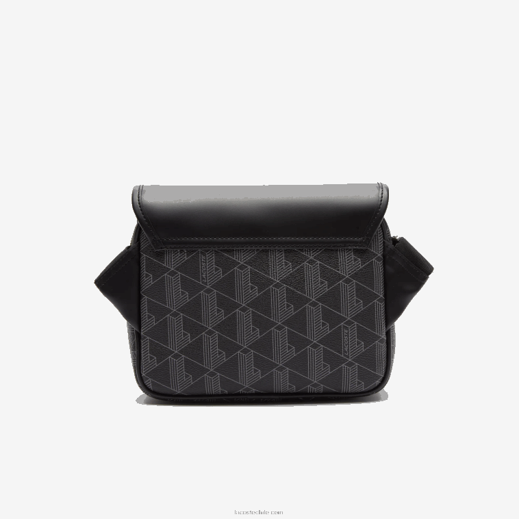 hombres Lacoste monograma noir gris h45 bolso messenger de lona con monograma recortado N6XZ22067