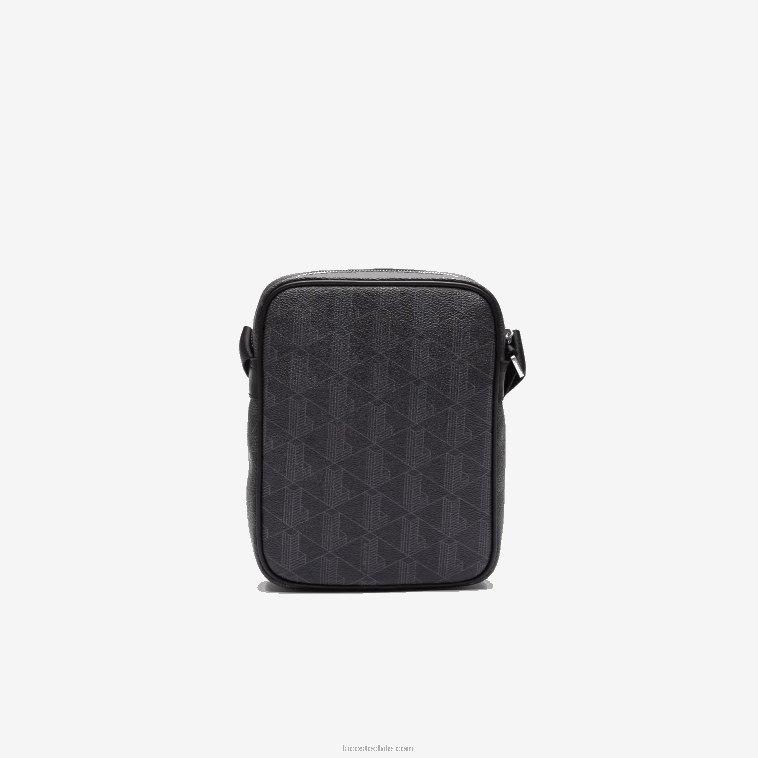 hombres Lacoste monograma noir gris h45 bolso vertical de lona con monograma blend N6XZ22038