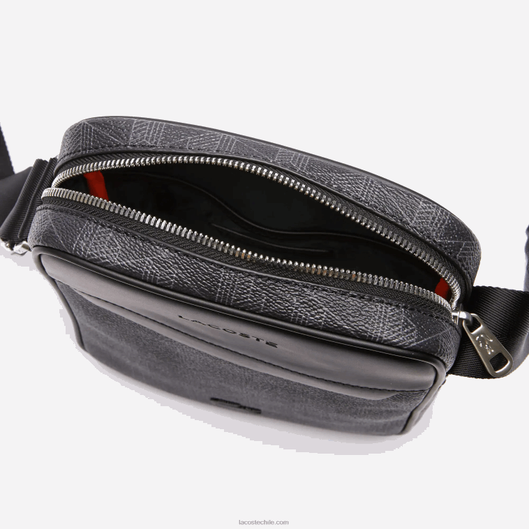hombres Lacoste monograma noir gris h45 bolso vertical de lona con monograma blend N6XZ22038