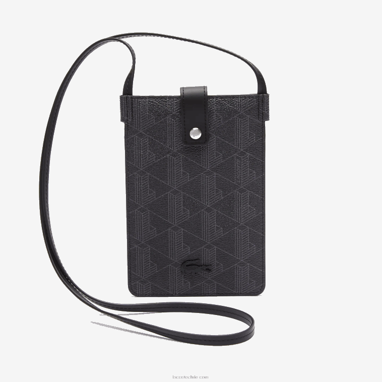 hombres Lacoste monograma noir gris h45 estuche para smartphone de lona con monograma blend N6XZ22037