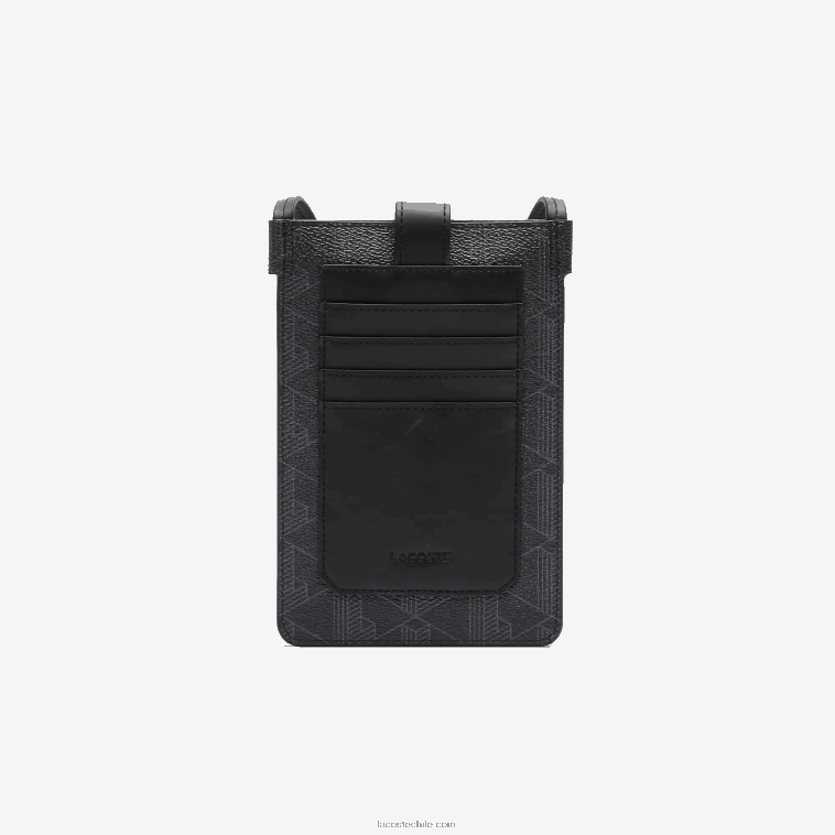 hombres Lacoste monograma noir gris h45 estuche para smartphone de lona con monograma blend N6XZ22037