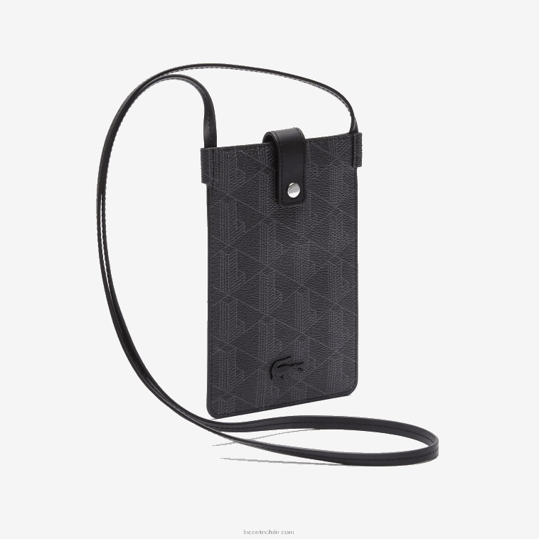 hombres Lacoste monograma noir gris h45 estuche para smartphone de lona con monograma blend N6XZ22037