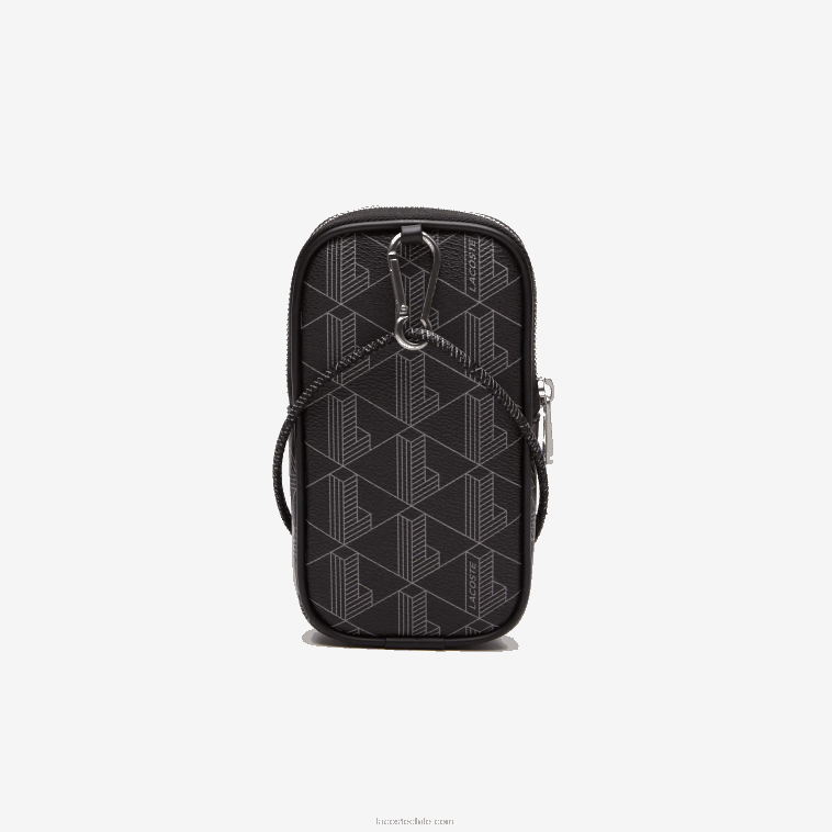 hombres Lacoste monograma noir gris h45 soporte para smartphone con estampado de monograma blend N6XZ21985