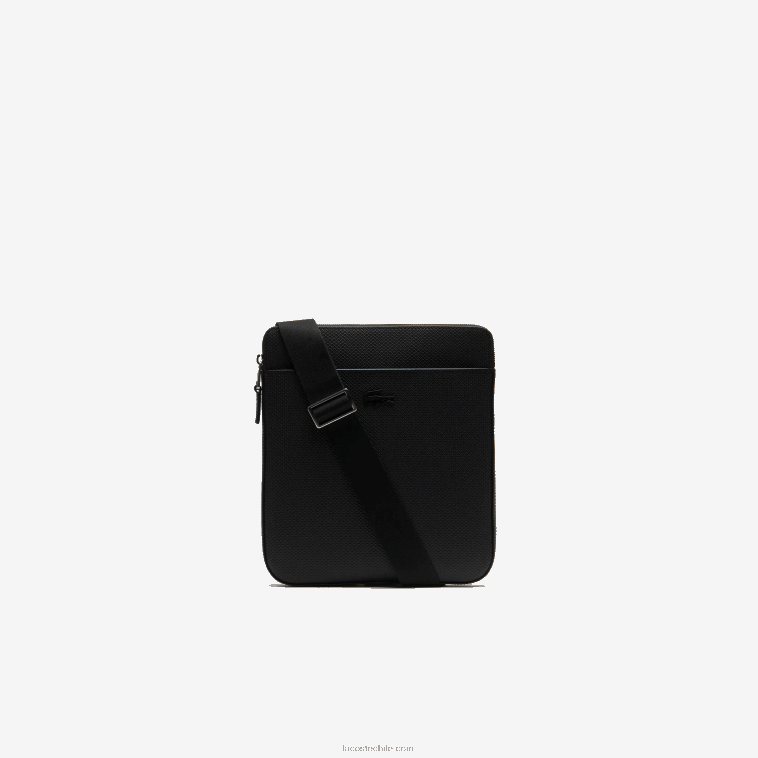 hombres Lacoste negro 000 Bolso flat zip chantaco de piel mate piqué N6XZ22039