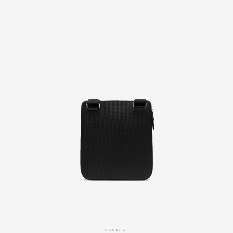 hombres Lacoste negro 000 Bolso flat zip chantaco de piel mate piqué N6XZ22039
