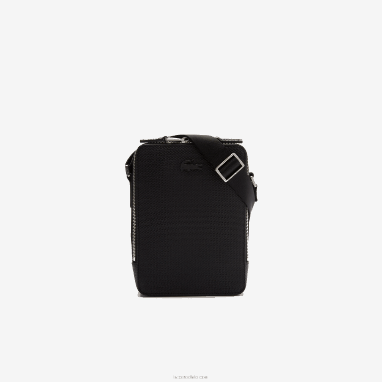 hombres Lacoste negro 000 bolso cámara vertical chantaco de piel cosida mate N6XZ22025
