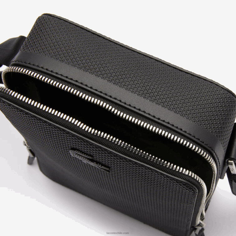 hombres Lacoste negro 000 bolso cámara vertical chantaco de piel cosida mate N6XZ22025