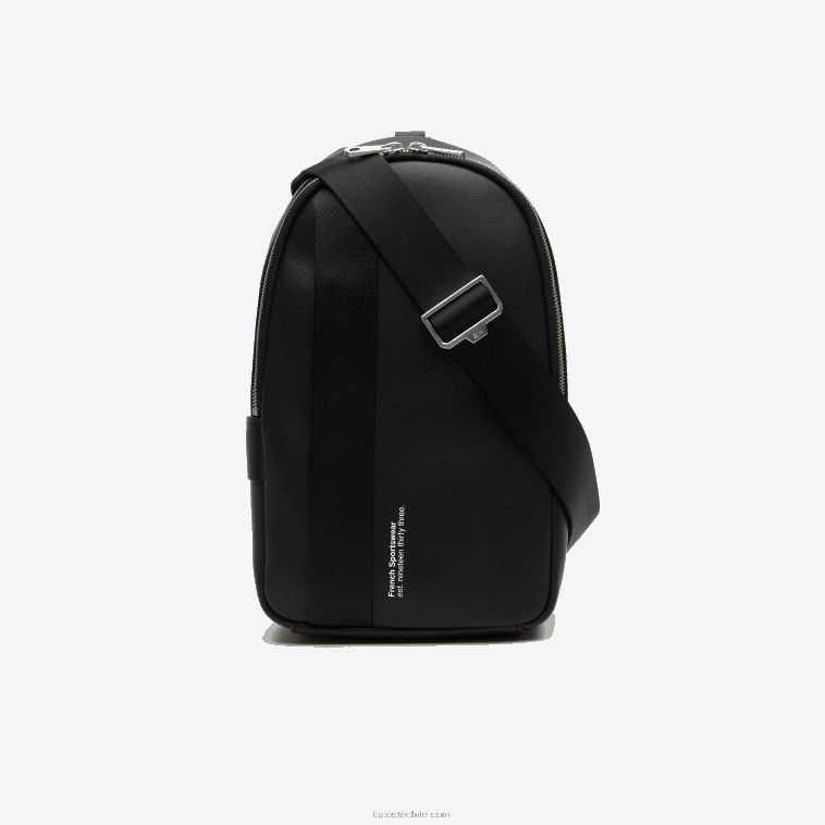 hombres Lacoste negro 000 bolso compacto de piel de becerro serraje N6XZ22002