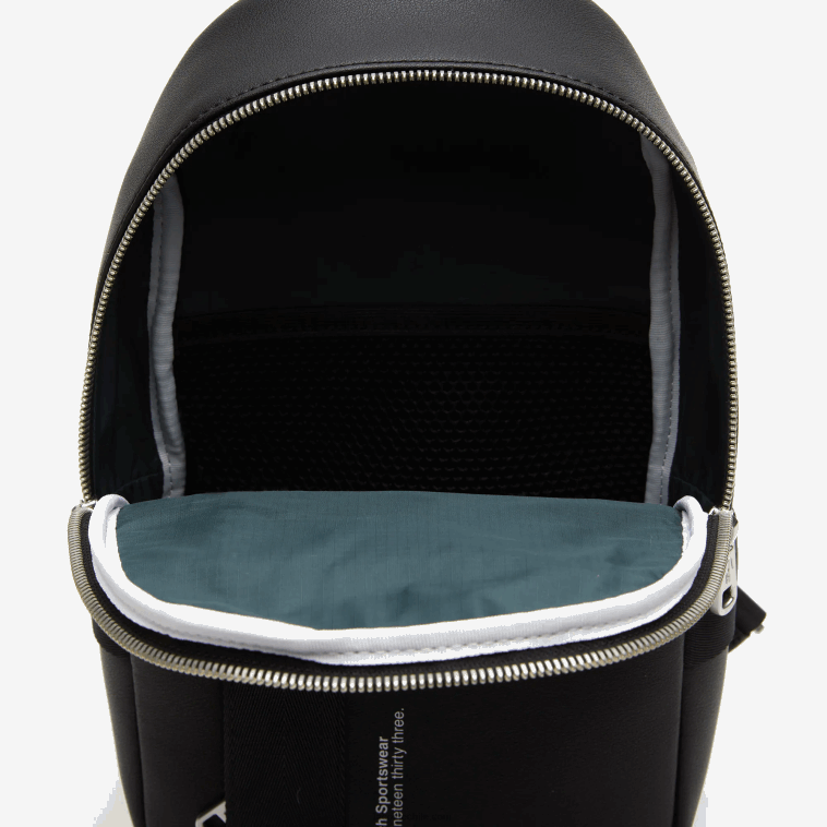 hombres Lacoste negro 000 bolso compacto de piel de becerro serraje N6XZ22002