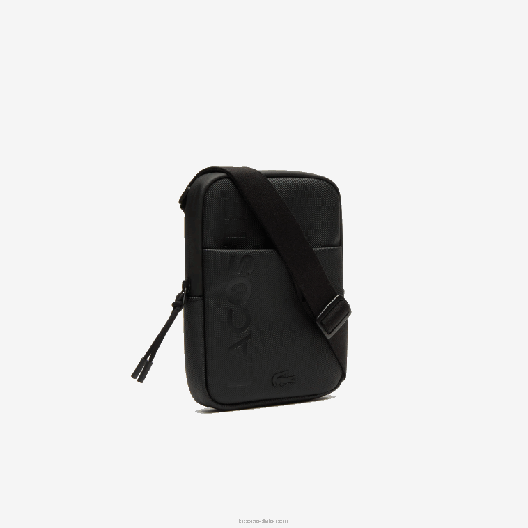 hombres Lacoste negro 000 bolso plano pequeño con cremallera de la marca l.12.12 N6XZ22008
