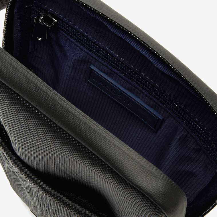 hombres Lacoste negro 000 bolso plano pequeño con cremallera de la marca l.12.12 N6XZ22008