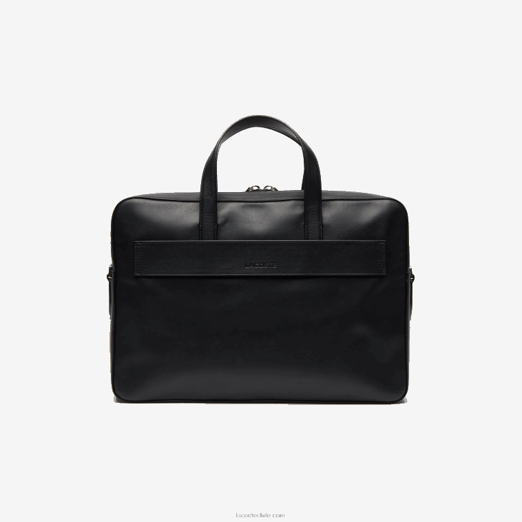 hombres Lacoste negro 000 l.12.12 bolsa de ordenador de cuero con correa de hombro desmontable N6XZ22030