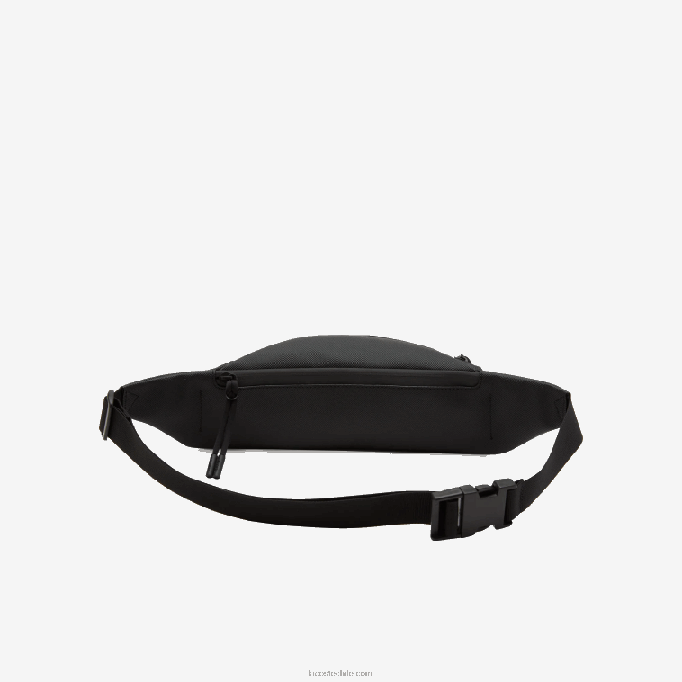 hombres Lacoste negro 000 riñonera de lona revestida lcst con cremallera N6XZ22065