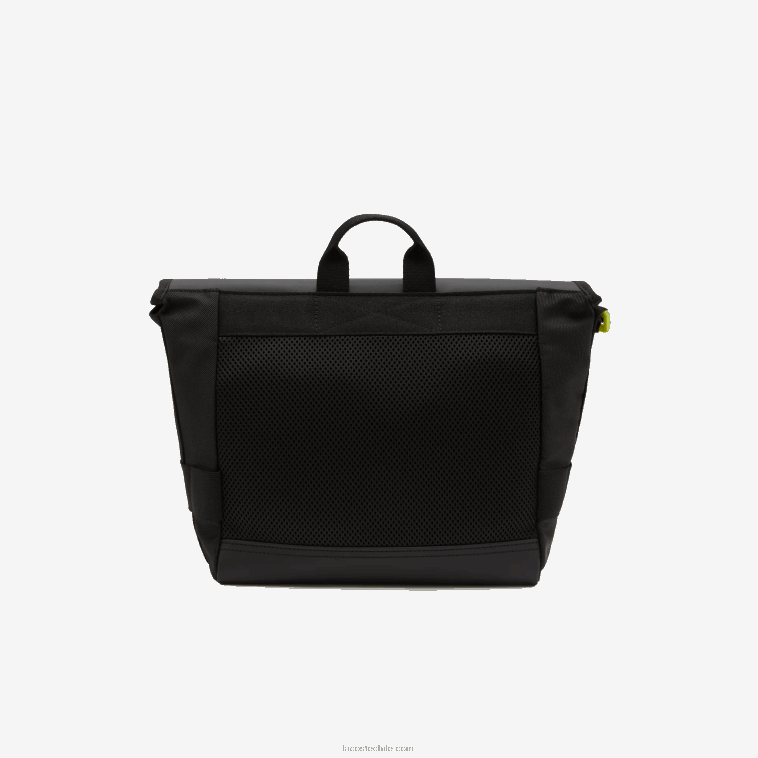 hombres Lacoste negro lima k68 bolsa messenger repelente al agua con estampado de la firma N6XZ22036