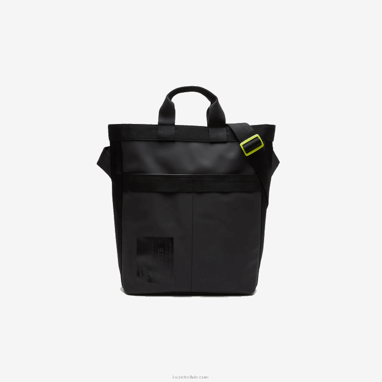 hombres Lacoste negro lima k68 bolso shopper repelente al agua con estampado de la firma N6XZ22057