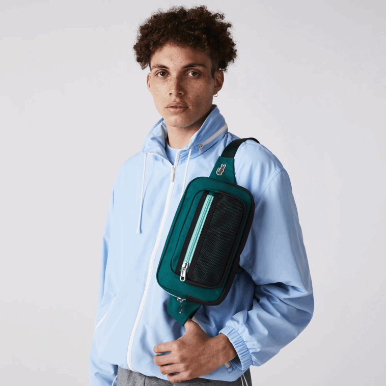 hombres Lacoste swing vert 132 espirulina h47 l outfit riñonera de lona con detalles en contraste N6XZ22040
