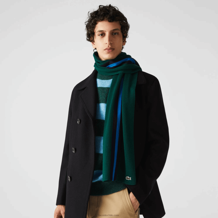 hombres Lacoste verde azul marino 0wa bufanda deportiva de lana a rayas N6XZ22299 hombres Lacoste verde azul marino 0wa bufanda deportiva de lana a rayas N6XZ22299