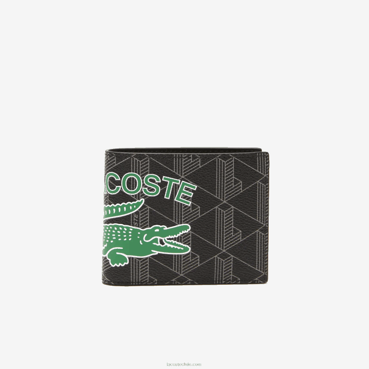 hombres Lacoste mono noir gris estragon l83 cartera plegable con monograma estampado N6XZ21997 hombres Lacoste mono noir gris estragon l83 cartera plegable con monograma estampado N6XZ21997