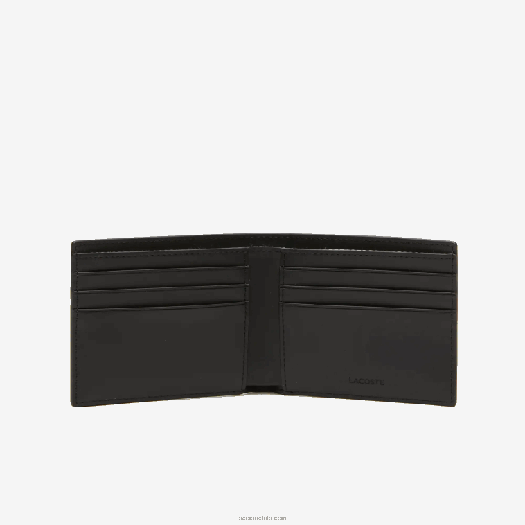 hombres Lacoste mono noir gris estragon l83 cartera plegable con monograma estampado N6XZ21997