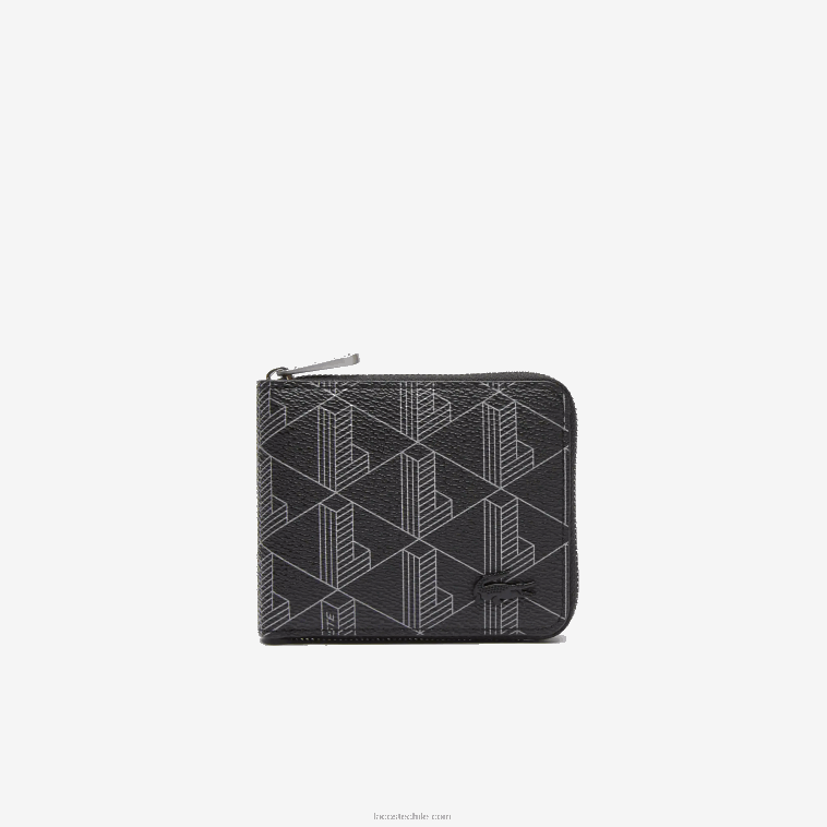 hombres Lacoste monograma noir gris h45 cartera pequeña con cremallera y monograma N6XZ22126 hombres Lacoste monograma noir gris h45 cartera pequeña con cremallera y monograma N6XZ22126