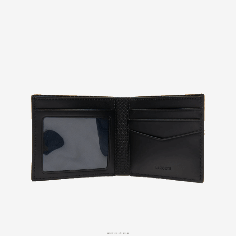 hombres Lacoste negro 000 Cartera tres tarjetas piel piqué chantaco N6XZ22063