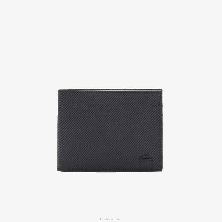 hombres Lacoste negro 000 cartera clásica para seis tarjetas de petit piqué N6XZ22020