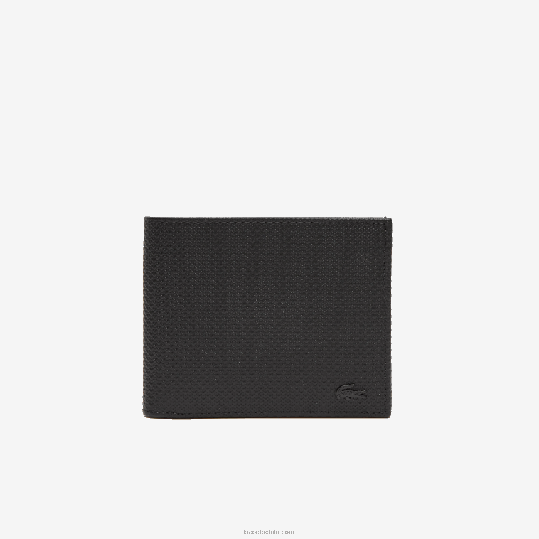 hombres Lacoste negro 000 cartera plegable de piel de becerro N6XZ22125