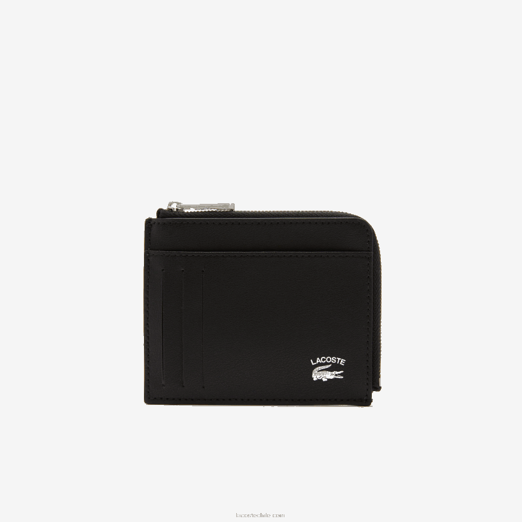 hombres Lacoste negro 000 tarjetero con cremallera y inscripción en contraste N6XZ22134