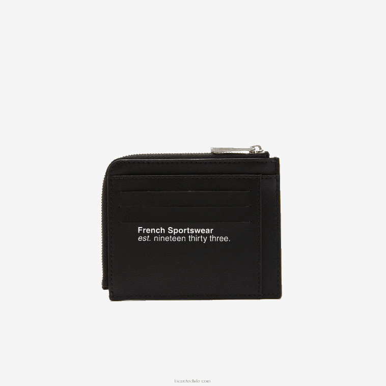hombres Lacoste negro 000 tarjetero con cremallera y inscripción en contraste N6XZ22134