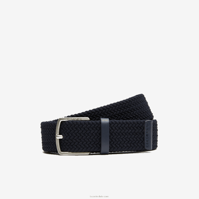 hombres Lacoste azul noche l40 cinturón de punto elástico con hebilla grabada N6XZ21983 hombres Lacoste azul noche l40 cinturón de punto elástico con hebilla grabada N6XZ21983
