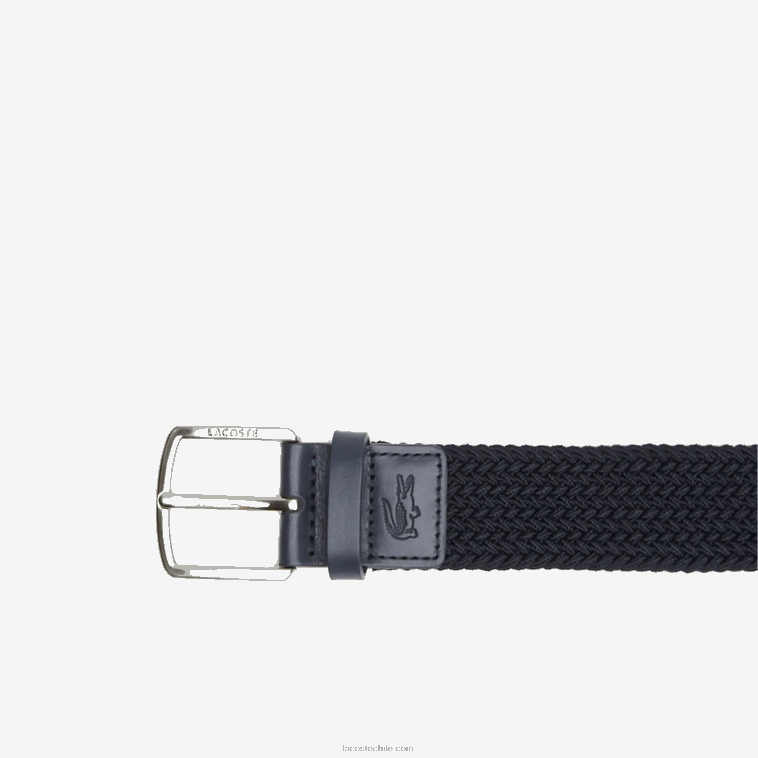 hombres Lacoste azul noche l40 cinturón de punto elástico con hebilla grabada N6XZ21983
