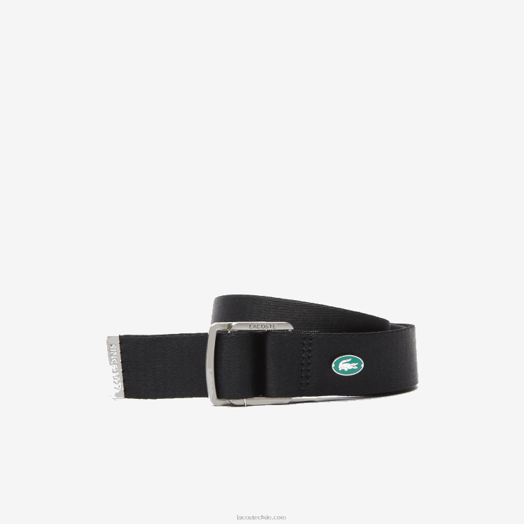 hombres Lacoste negro 000 cinturón de lona de cocodrilo en contraste N6XZ22118 hombres Lacoste negro 000 cinturón de lona de cocodrilo en contraste N6XZ22118