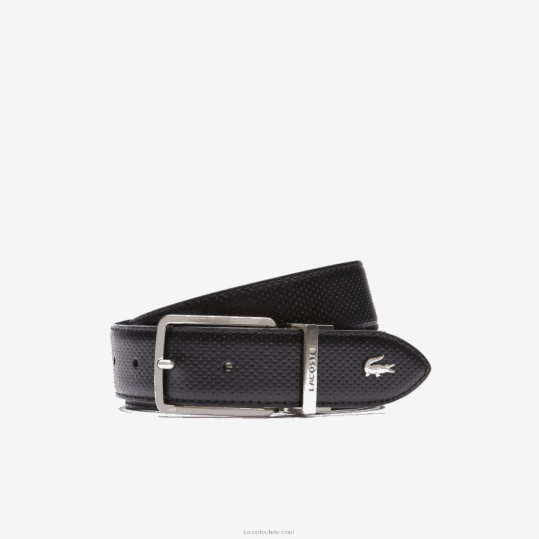hombres Lacoste negro 000 cinturón reversible de piel piqué con hebilla grabada N6XZ22077 hombres Lacoste negro 000 cinturón reversible de piel piqué con hebilla grabada N6XZ22077
