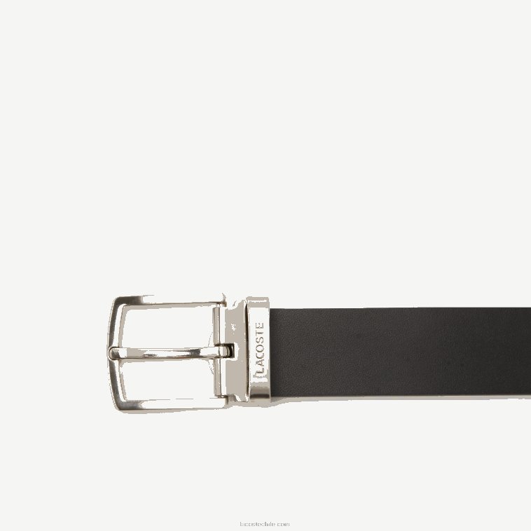 hombres Lacoste negro imán j10 set de regalo de cinturón con pasador y hebilla plana N6XZ22111