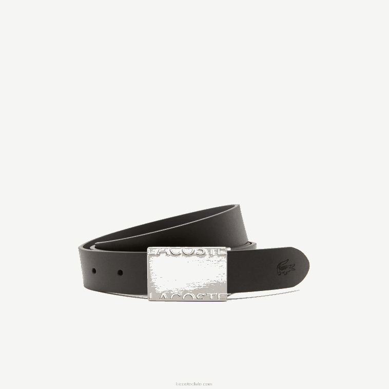 hombres Lacoste negro imán j10 set de regalo de cinturón con pasador y hebilla plana N6XZ22111
