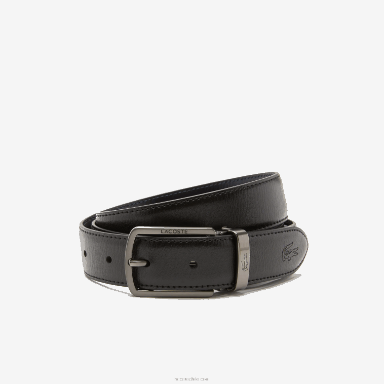 hombres Lacoste negro marino 166 672 set de regalo de cinturón con hebilla de dos pines N6XZ22113