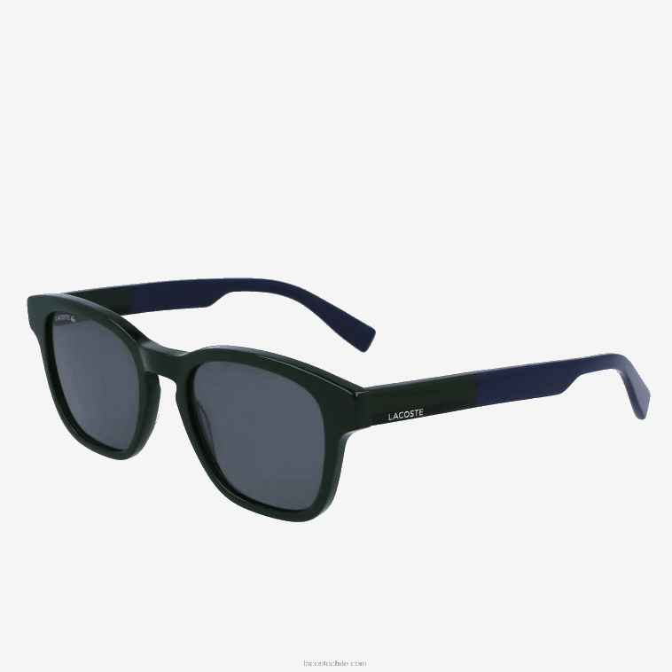 hombres Lacoste verde 300 gafas de sol rectangulares de acetato con tacto textil N6XZ22347