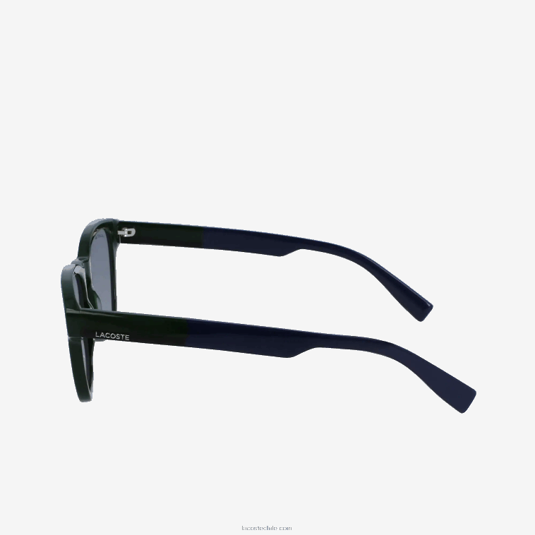 hombres Lacoste verde 300 gafas de sol rectangulares de acetato con tacto textil N6XZ22347