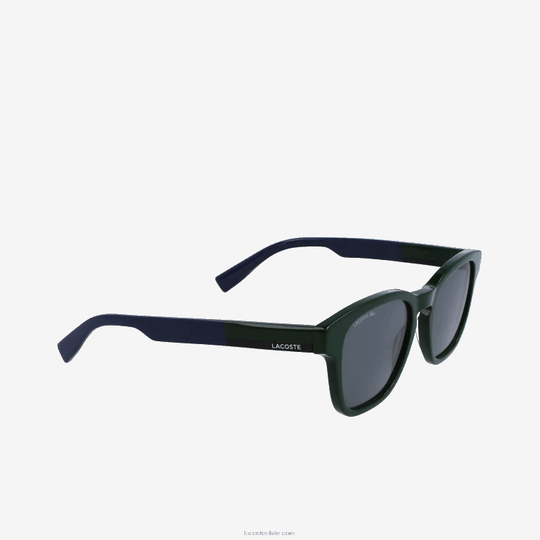 hombres Lacoste verde 300 gafas de sol rectangulares de acetato con tacto textil N6XZ22347