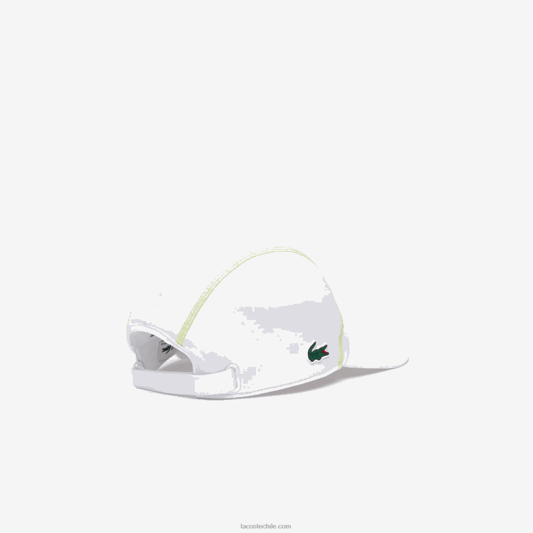 hombres Lacoste blanco amarillo dvj gorra con panel de malla de tenis N6XZ22142